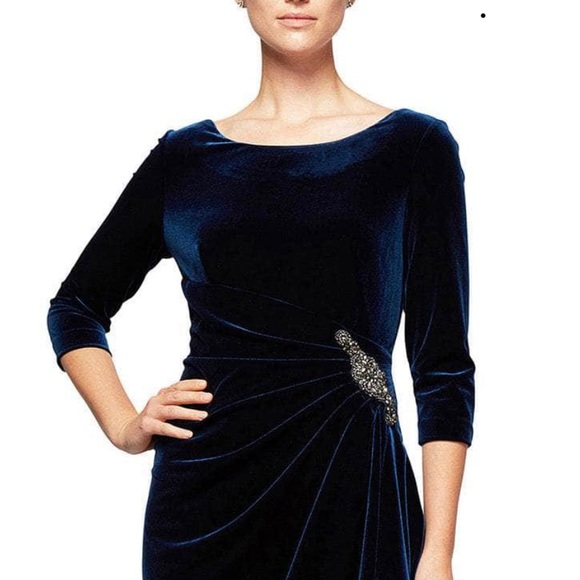 Alex Evenings formal blue velvet cocktail dress - Picture 5 of 5